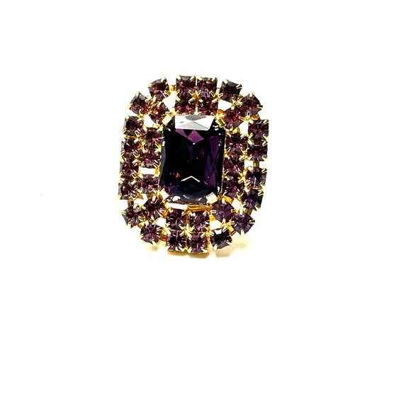 Vintage 1980s Czech Crystal  Parure—Deep Purple Crystal Rhinestone Set — EUC - Picture 11 of 14